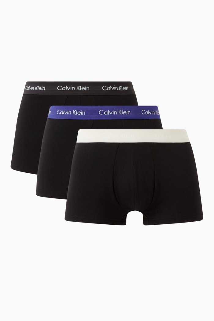 Logo Trunks in Cotton, Set of 3, Black