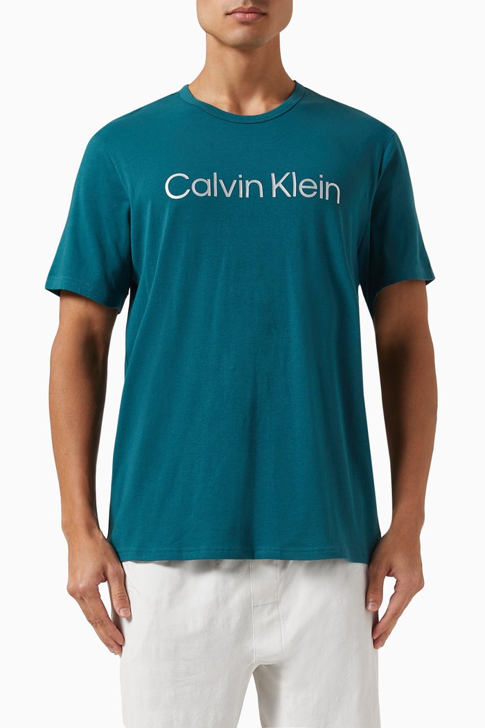 

Lounge Logo T-shirt in Steel Cotton, Green