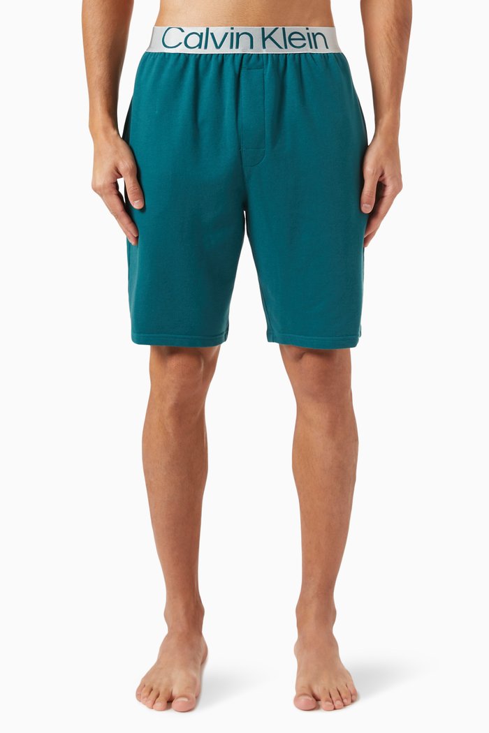 

Logo Sleep Shorts in Stretch Cotton Blend Terry, Green