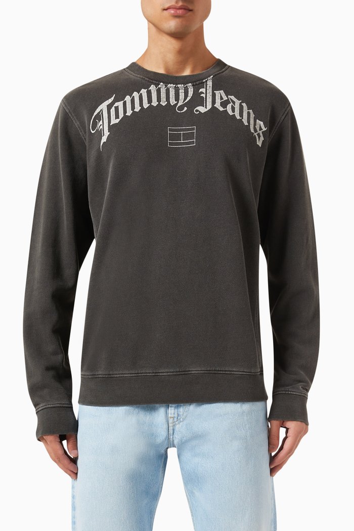 

Arch Logo Oversized Sweatshirt in Cotton, Black