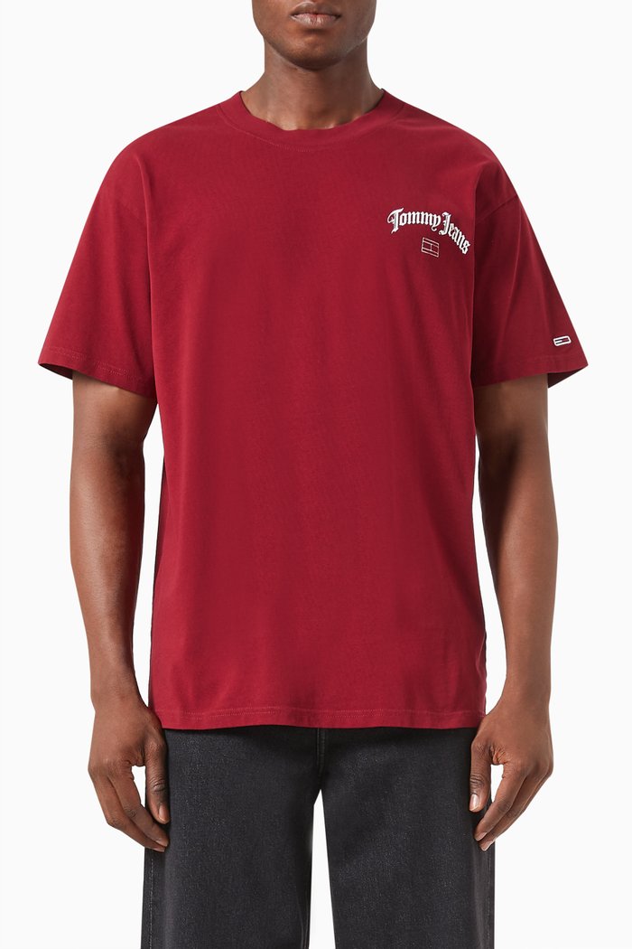 Logo-print Oversized T-shirt in Jersey, Red
