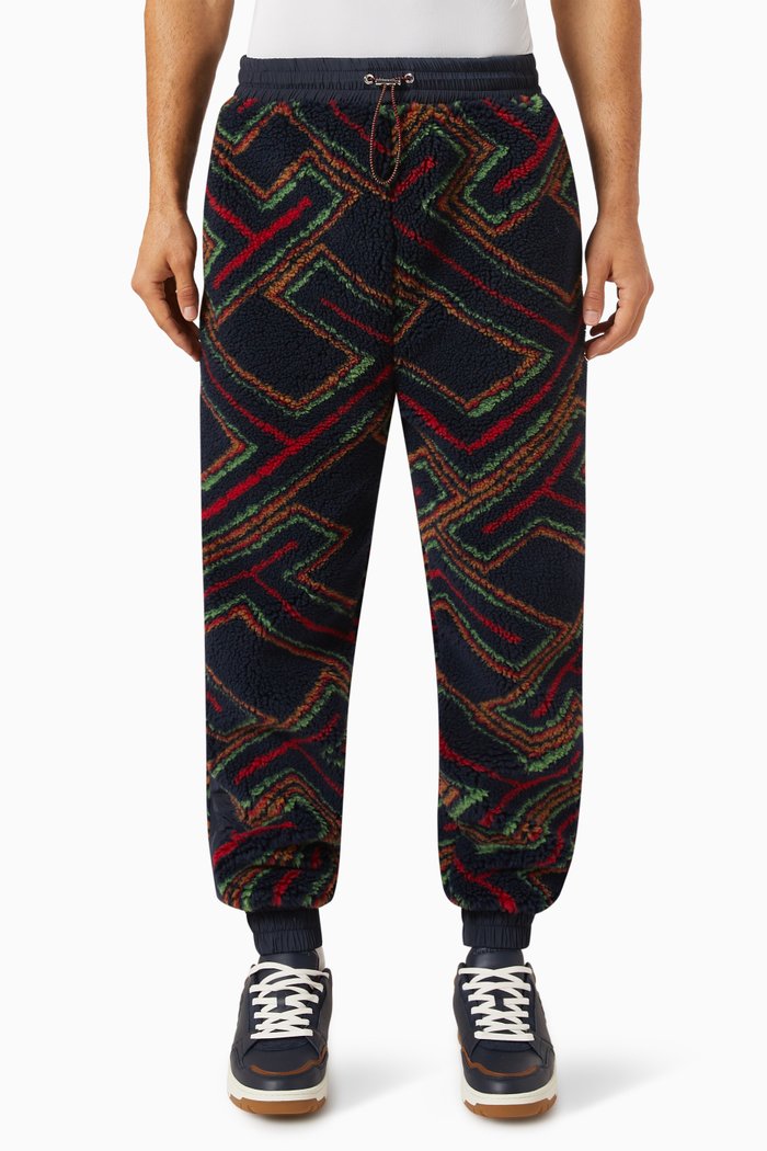 

Printed Sweatpants in Polar-fleece, Blue