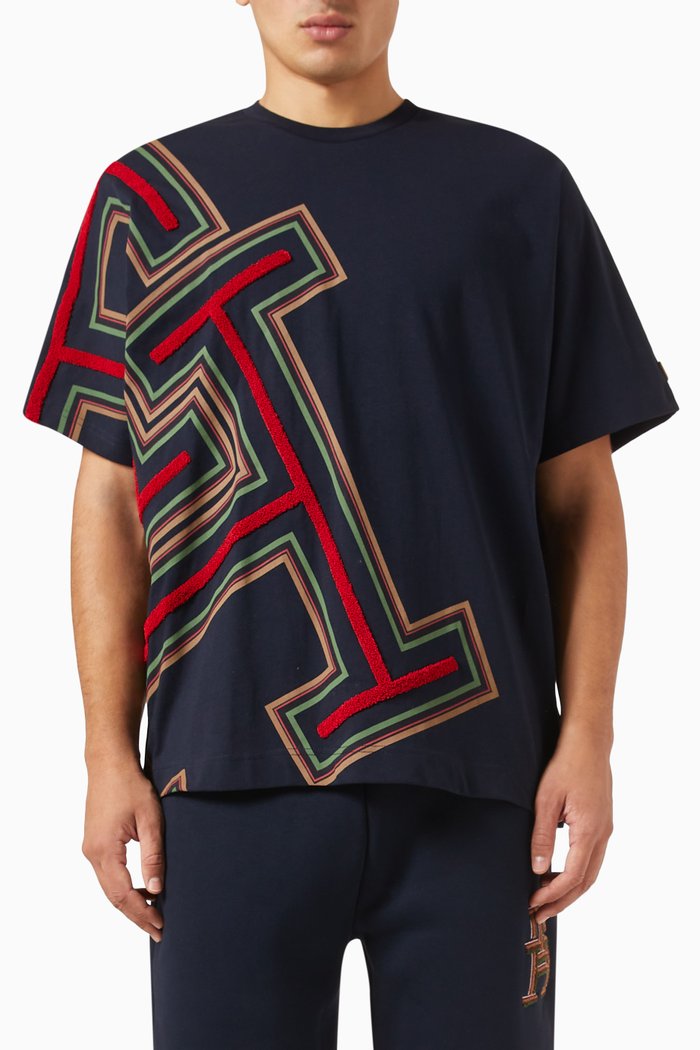 

x Pendleton Valley Stripe Monogram T-shirt in Jersey, Blue