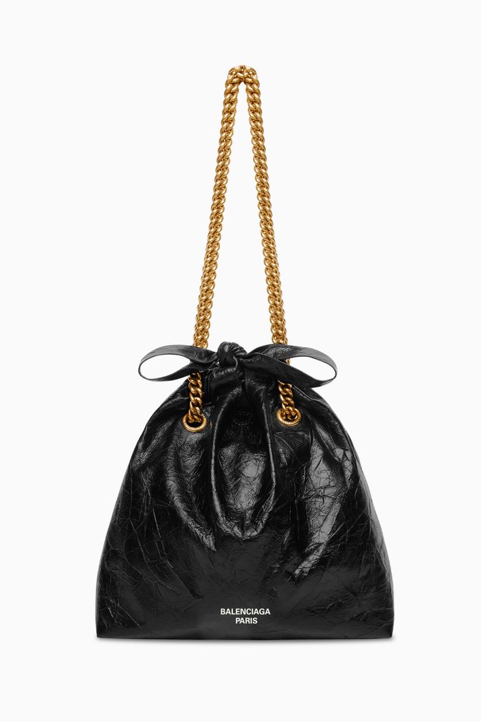 

Small Crush Tote Bag in Leather, Black