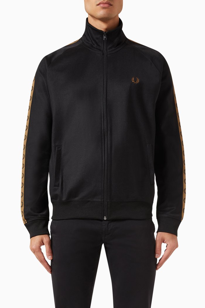 

Contrast Tape Track Jacket in Tricot, Black