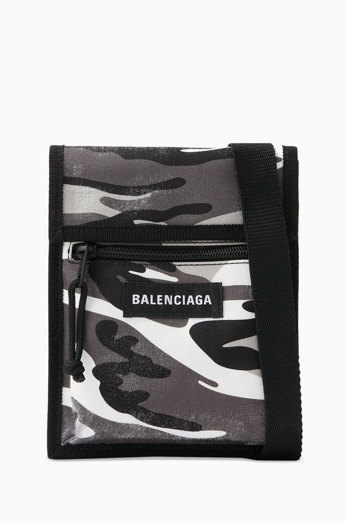 

Explorer Camo-print Crossbody Bag in Recycled Nylon, Grey