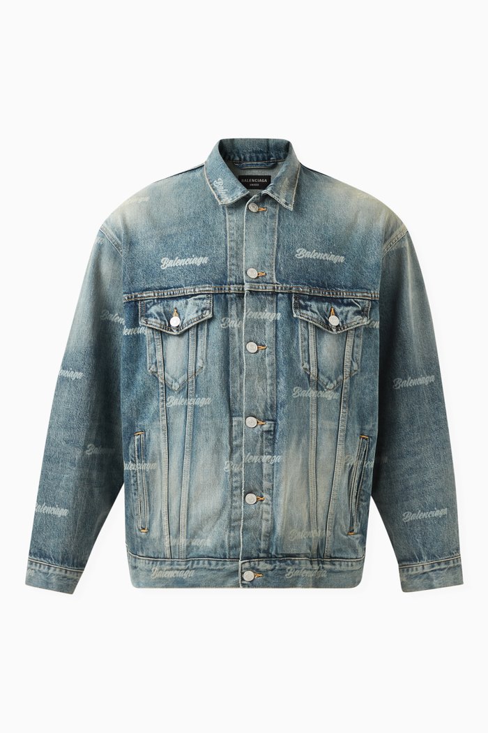 

Unisex Logo-print Large-fit Jacket in Denim, Blue