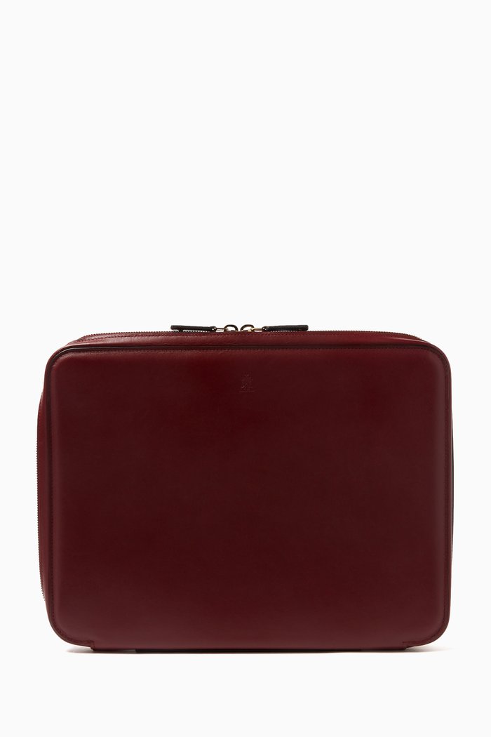 

13" Laptop Case in Grained Leather, Burgundy