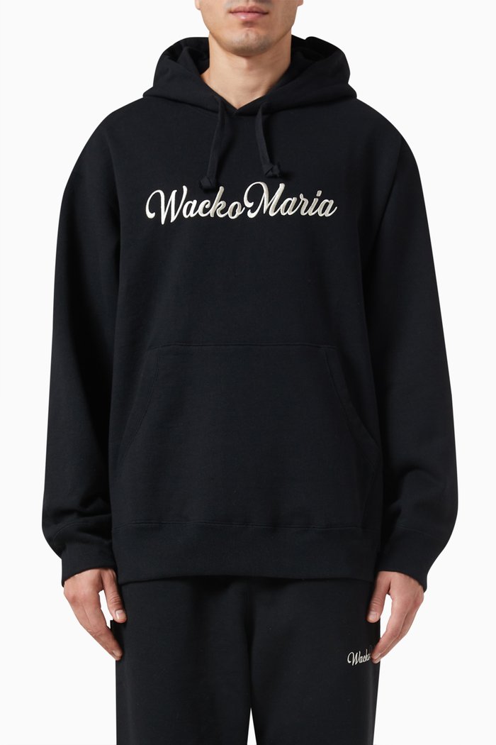 Logo-print Hoodie in Cotton, Black