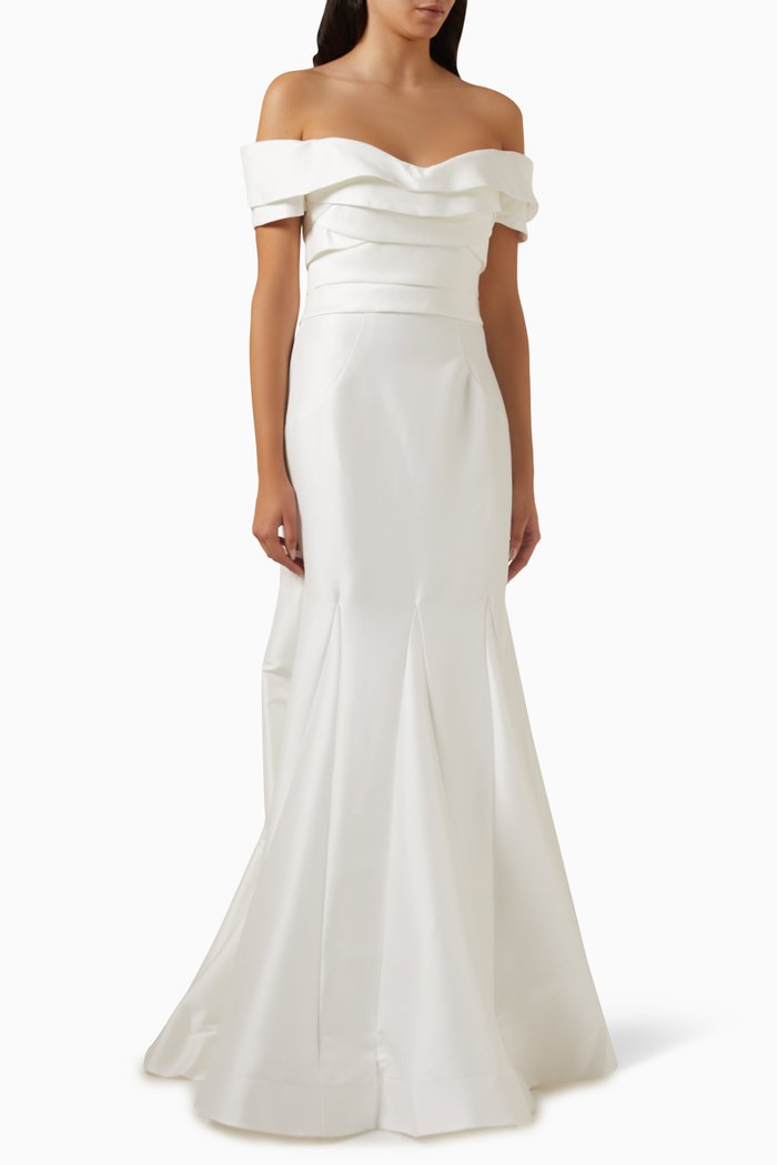 

Off-the-shoulders Mermaid Gown in Stretch Mikado, White