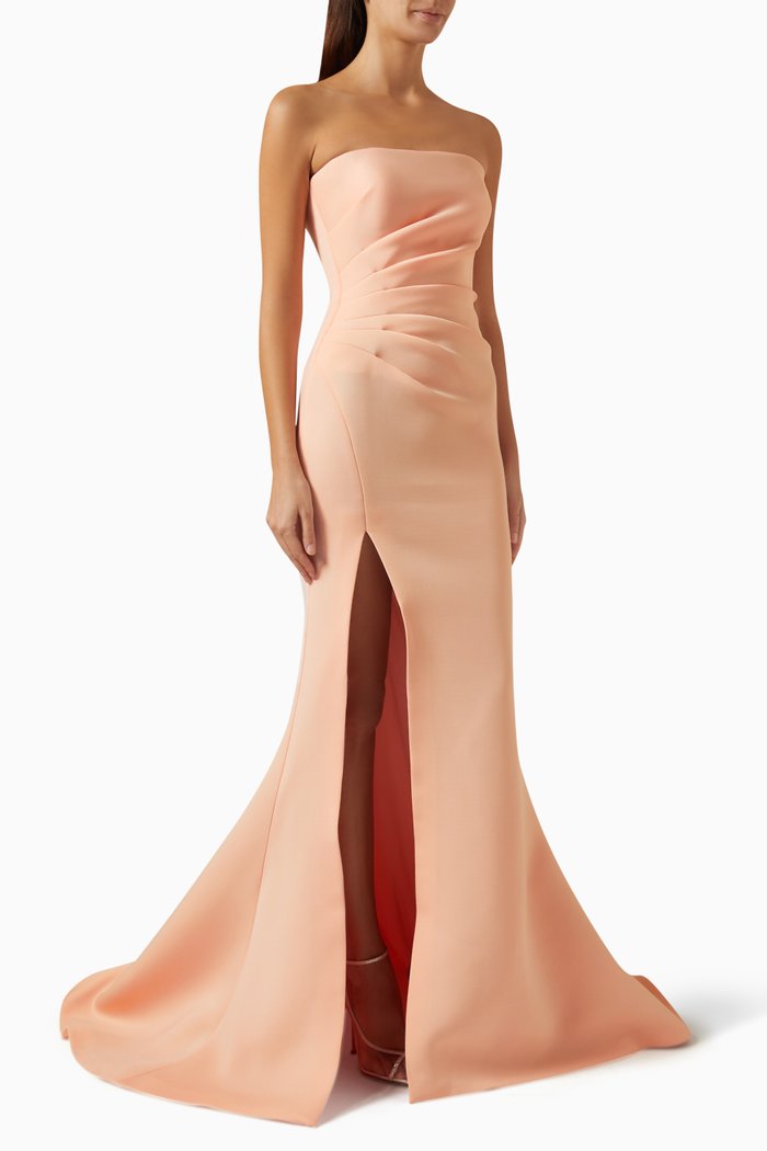 

Strapless Gown in Stretch Scuba, Pink