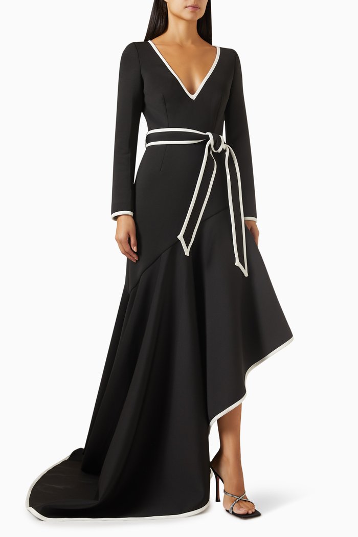 

Asymmetrical Tie-front Maxi Dress, Multicolour