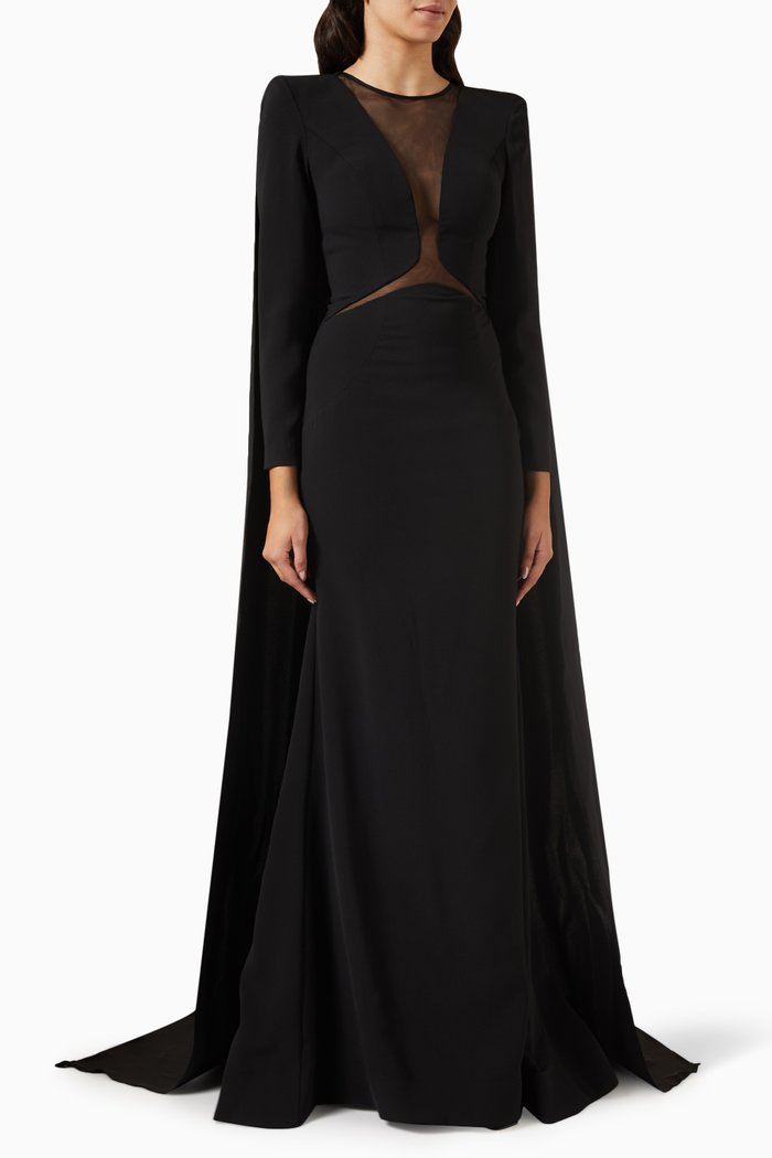 

Cape Gown in Crepe, Black