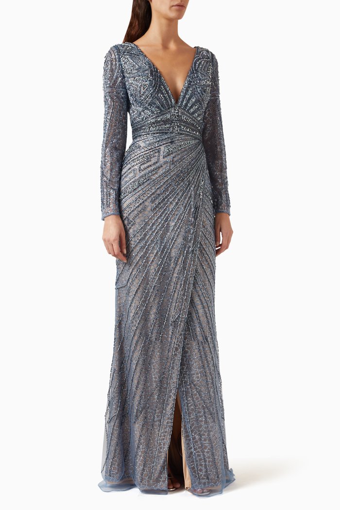 

Bead-embellished Dress, Blue