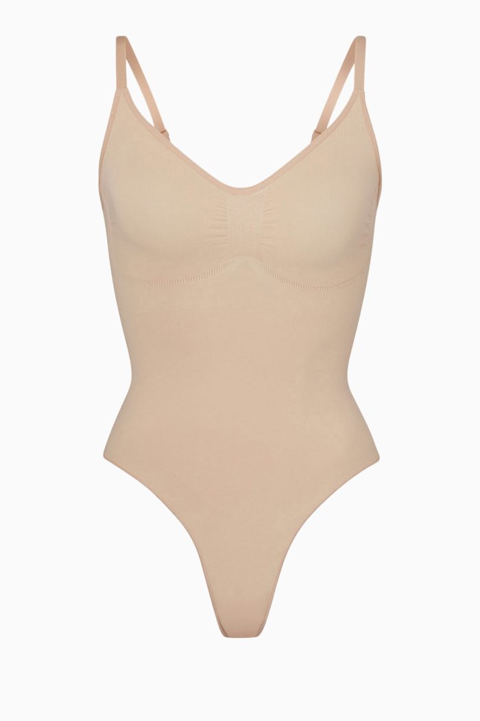 

Seamless Sculpt Thong Bodysuit, Brown