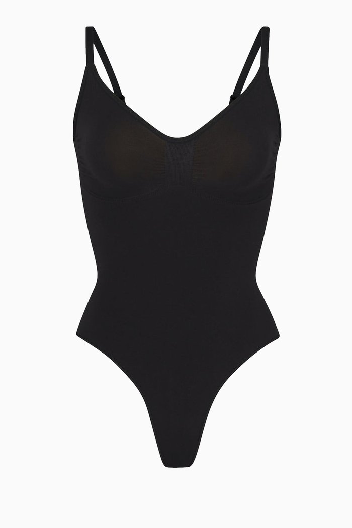 

Seamless Sculpt Thong Bodysuit, Black