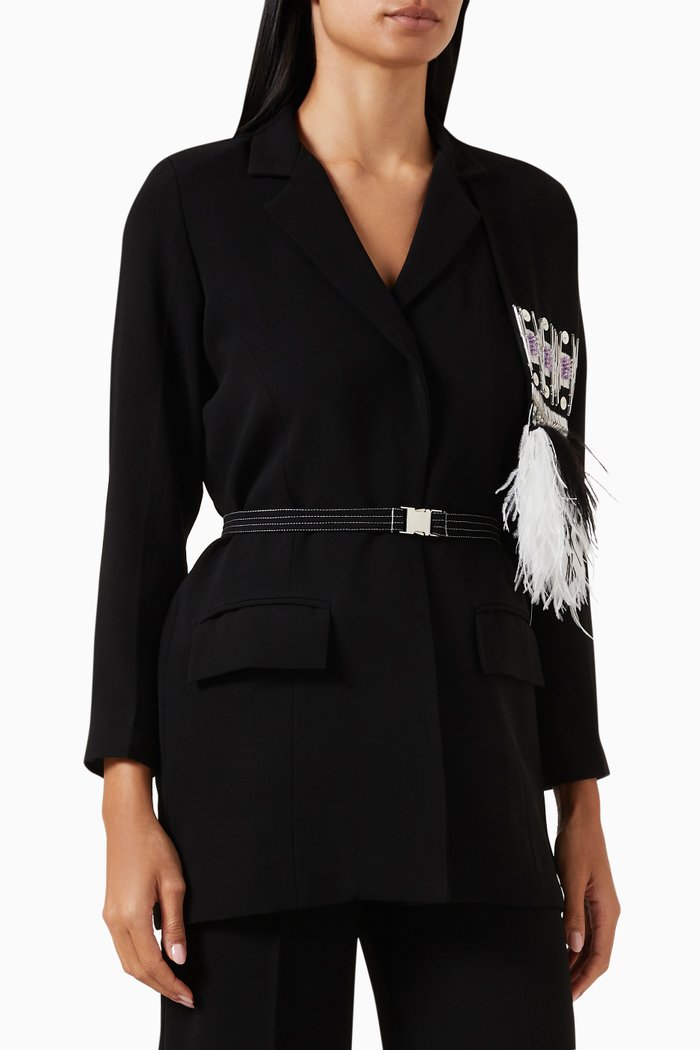 

Embellished Jacket in Crepe, Black