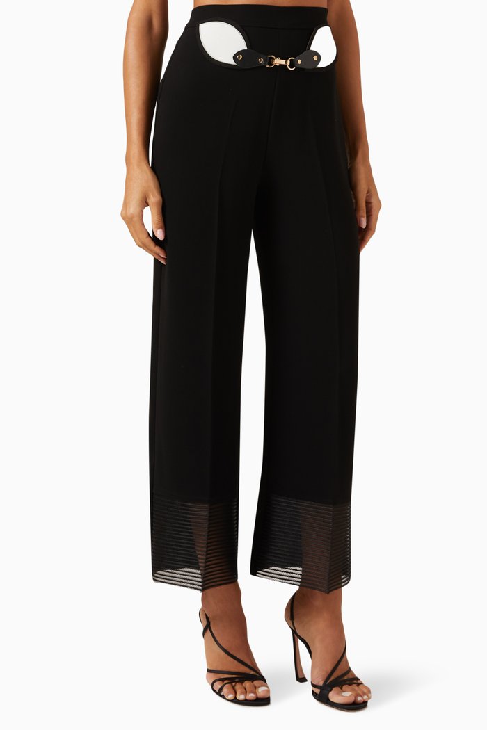 

Embellished Belted Pants in Crepe, Black
