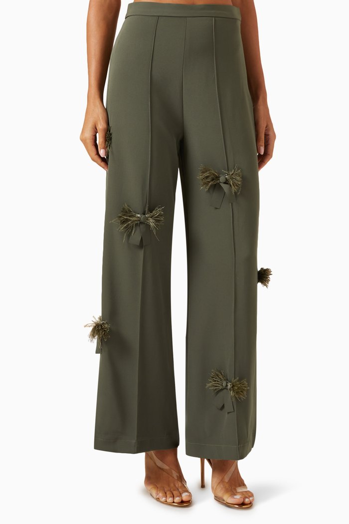 

Feather-bow Pants in Crepe, Green