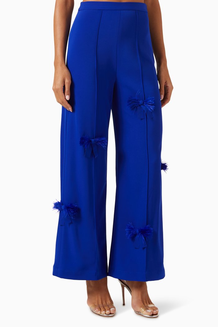 

Feather-bow Pants in Crepe, Blue