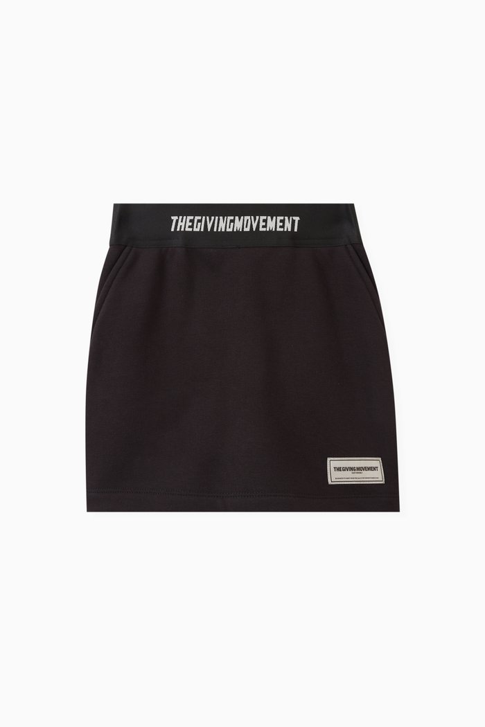 

Logo Tape Skirt in Organic Cotton, Black