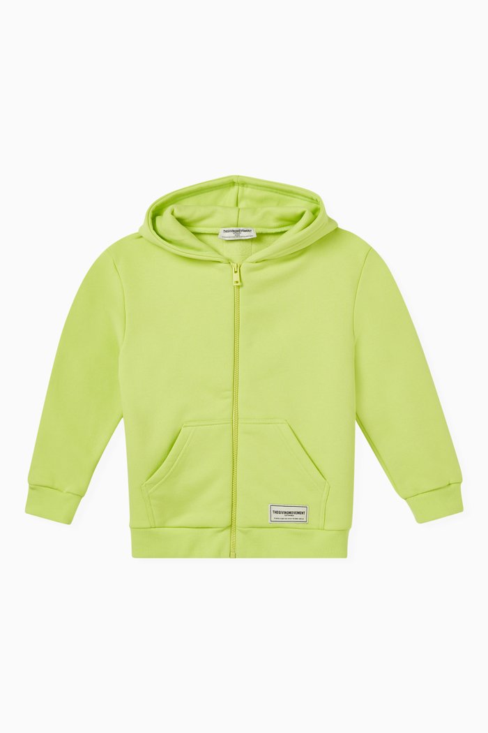 

Zip Hoodie in Organic Cotton-blend, Green