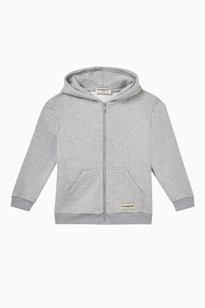 

Zip Hoodie in Organic Cotton-blend, Grey