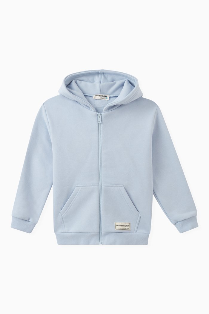

Zip Hoodie in Organic Cotton-blend, Blue