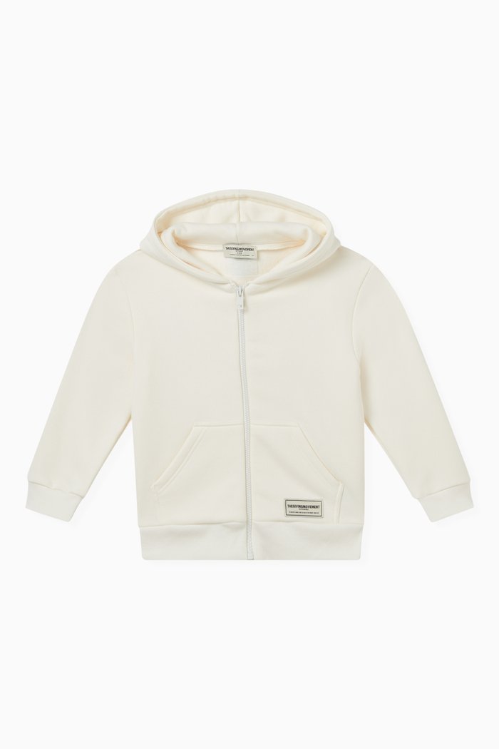 

Zip Hoodie in Organic Cotton-blend, Neutral