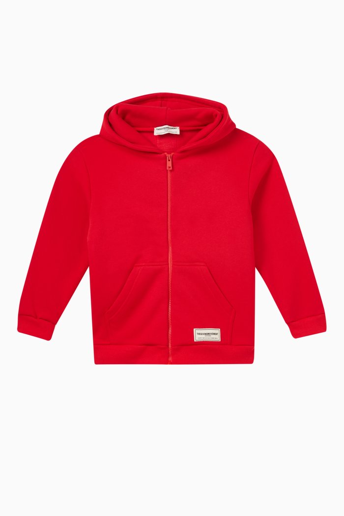 

Zip Hoodie in Organic Cotton-blend, Red