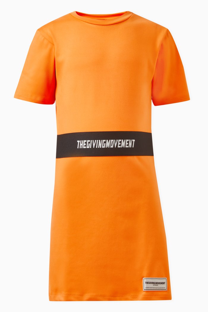 Logo Tape Dress in Light Softskin100©, Orange