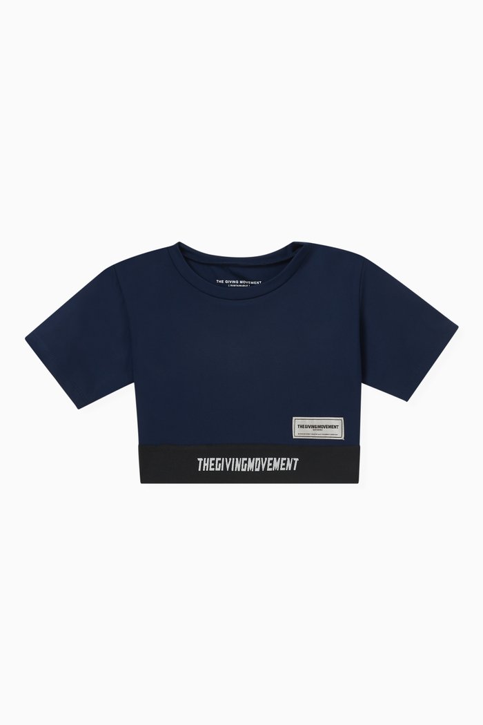

Logo Tape Crop Top in Light Softskin100©, Blue