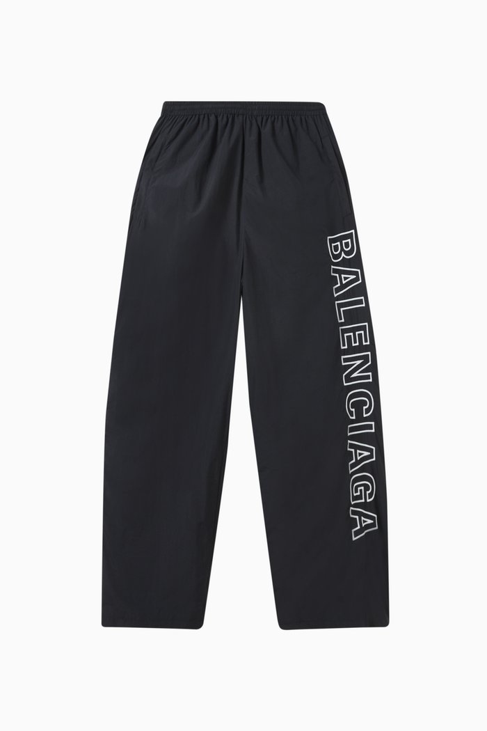 

Unisex Outline Tracksuit Sweatpants in Nylon, Black