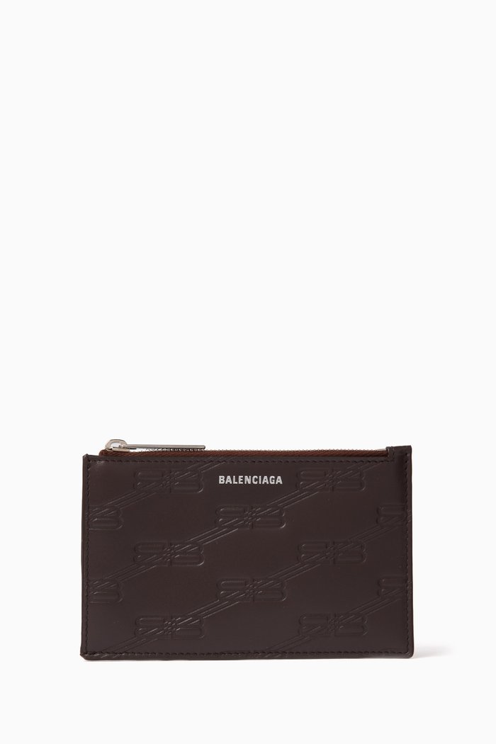 

Cash Long Coin & Card Holder in BB Monogram Leather, Brown