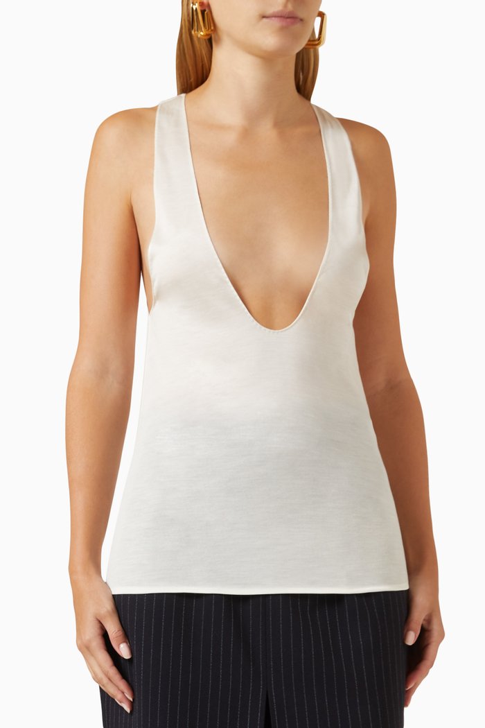 

Cassandre Tank Top in Silk-jersey, White