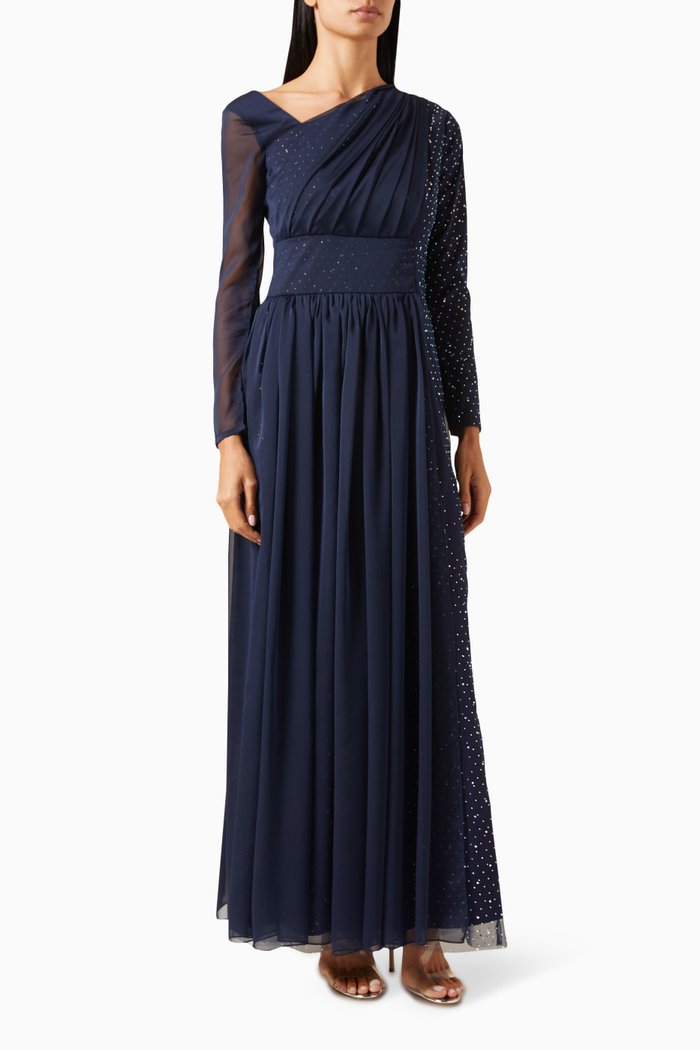 

Sequin-embellished Maxi Dress, Blue