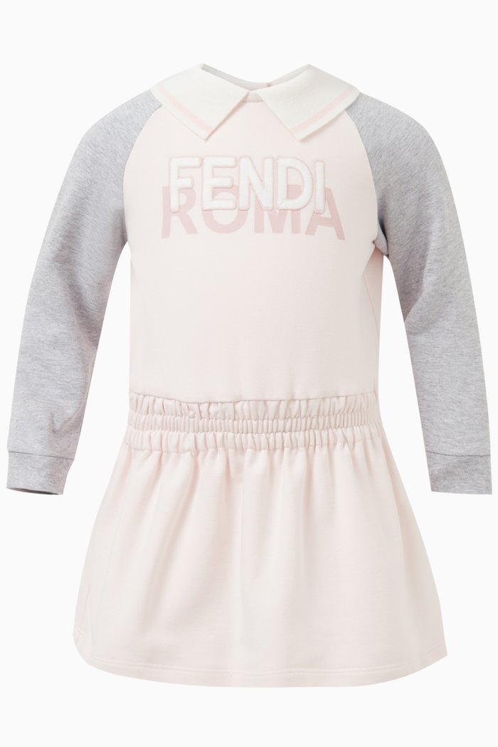 Logo-embroidered Sweatshirt Dress in Cotton, Pink