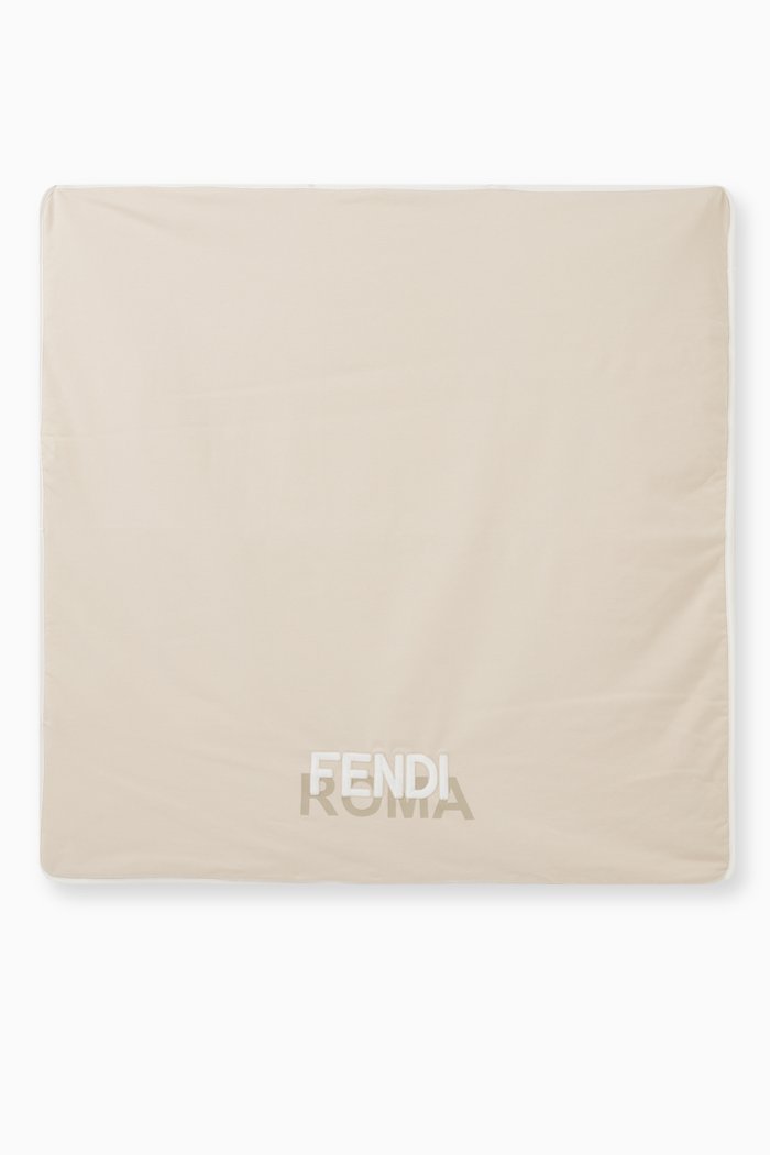 

Teddy-embroidered Blanket in Cotton, Neutral