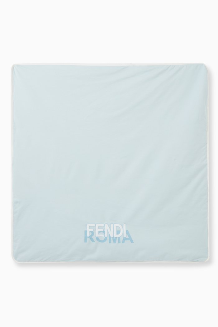 

Teddy-embroidered Blanket in Cotton, Blue