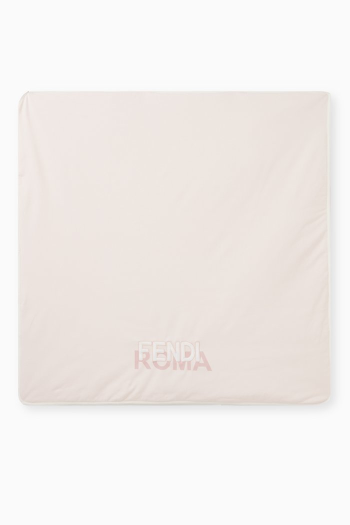 

Teddy-embroidered Blanket in Cotton, Pink
