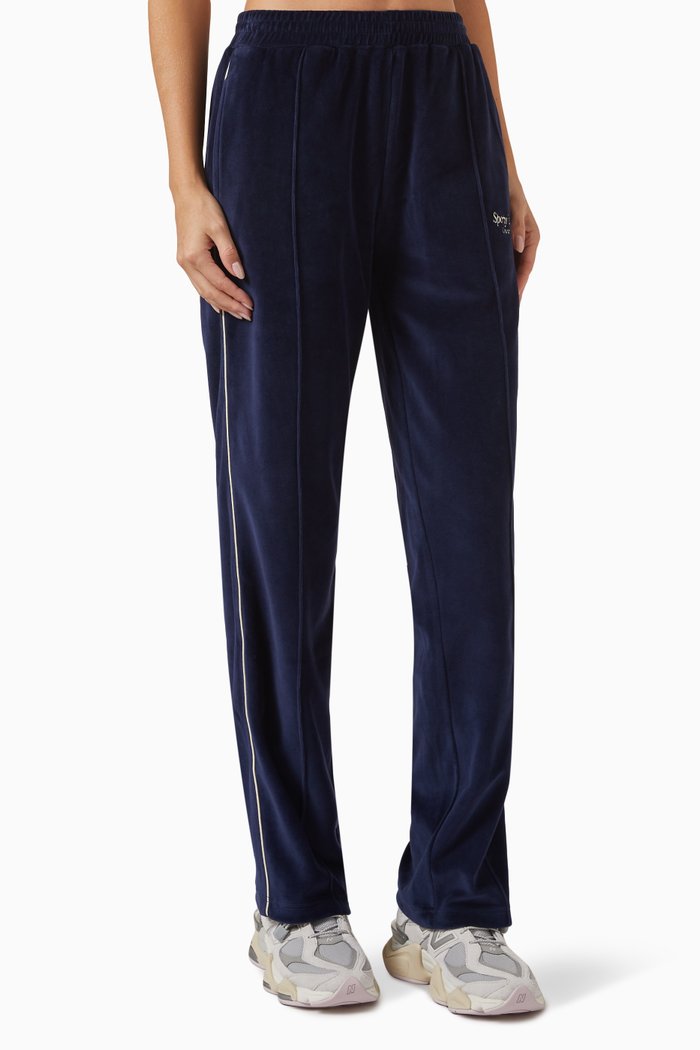 

Script Track Pants in Velour, Blue