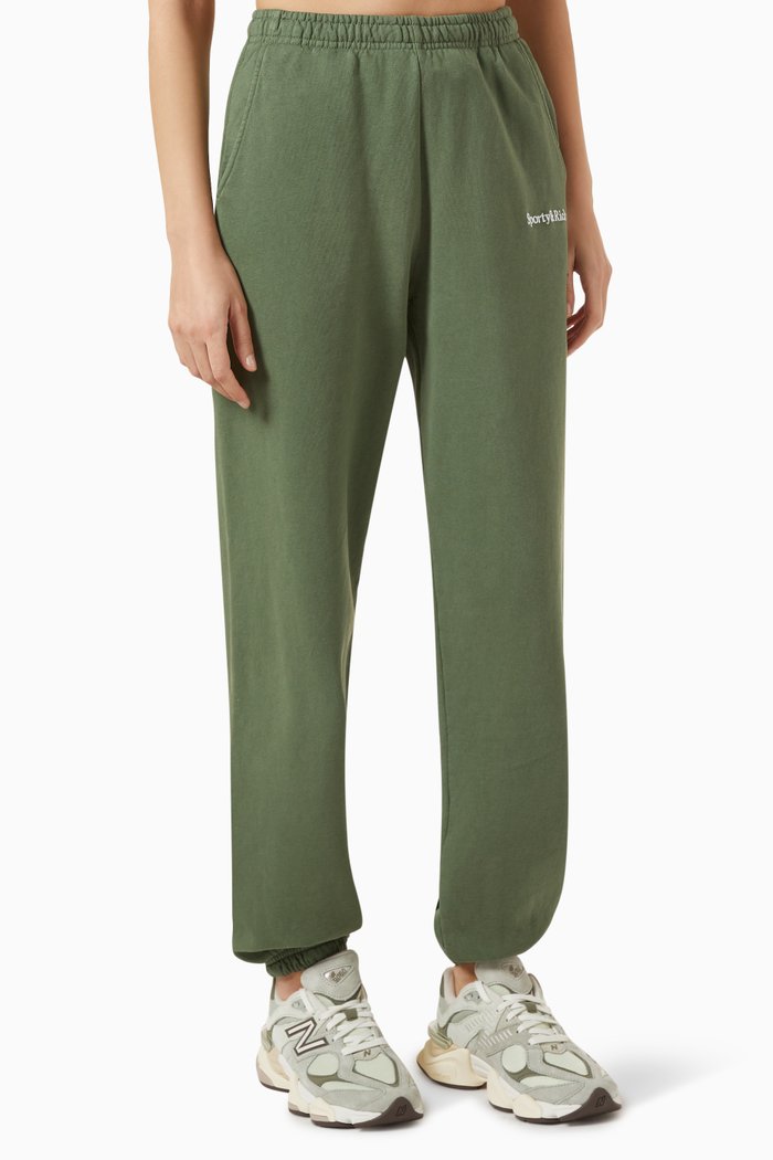 Serif Logo-embroidered Sweatpants in Cotton, Green