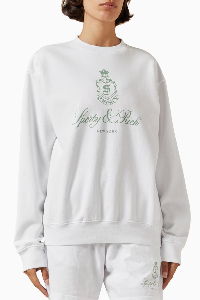 

Vendome Crewneck Sweatshirt in Cotton, White
