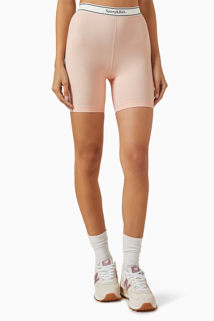 

Serif Logo Biker Shorts in Stretch-nylon, Pink