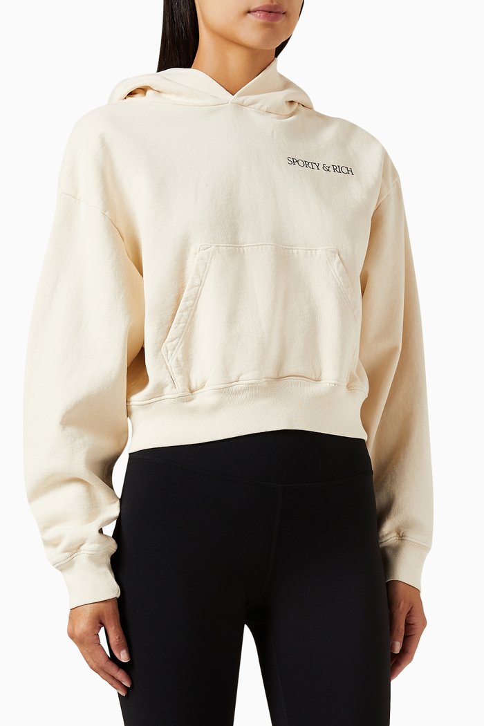 

H&W Club Crop Hoodie in Cotton, Neutral