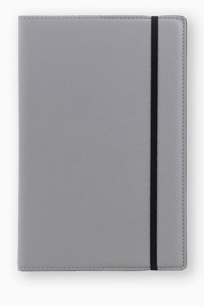 Large Leather Notebook Cover, Grey