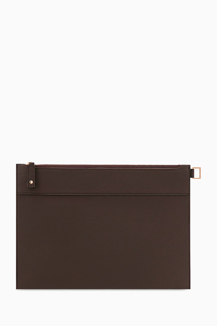 

Medium Pouch in Grained Leather, Brown