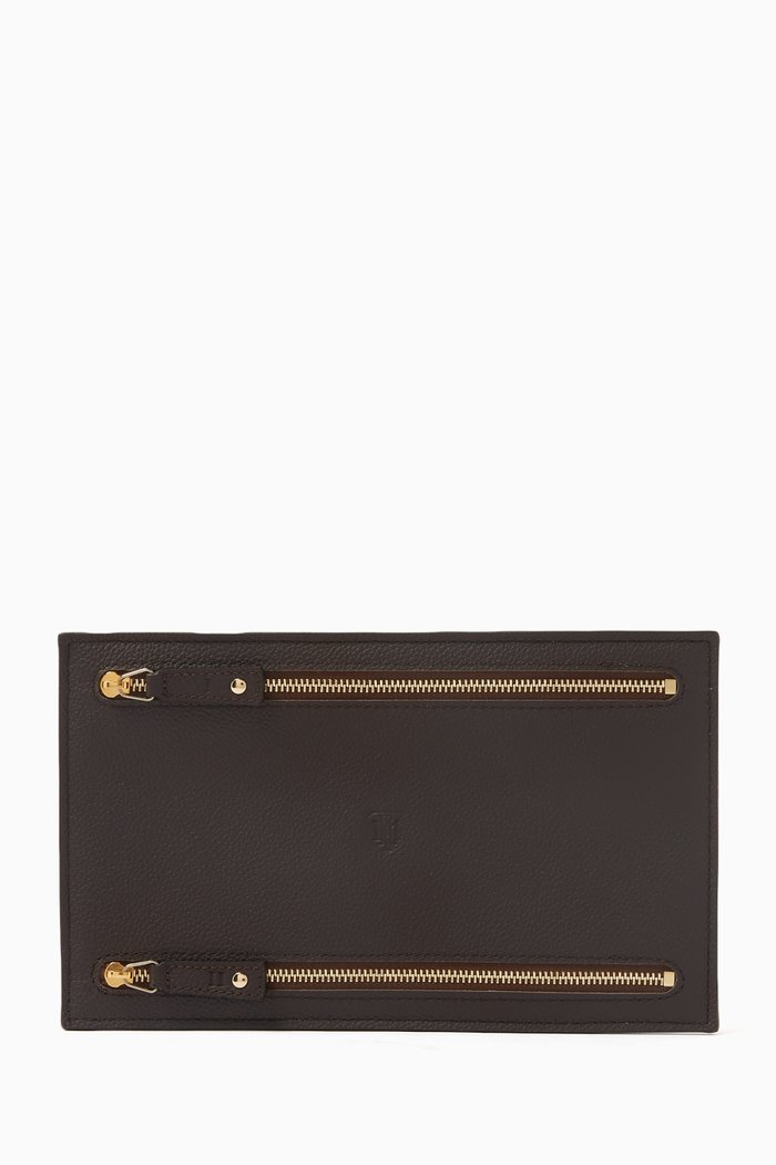 

Currency Wallet in Grained Leather, Brown