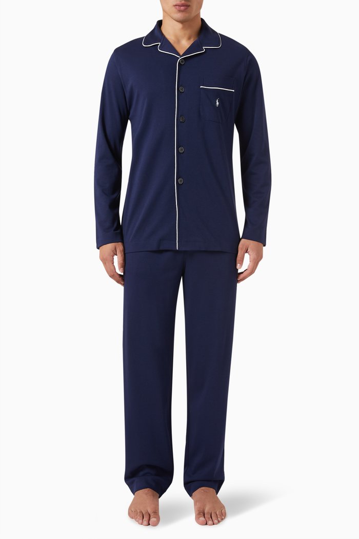 

Pyjama Set in Cotton Jersey, Blue