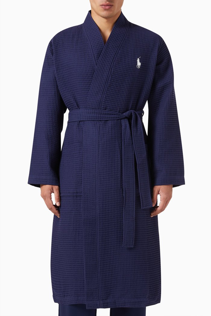 

Sleep Robe in Waffle Cotton, Blue